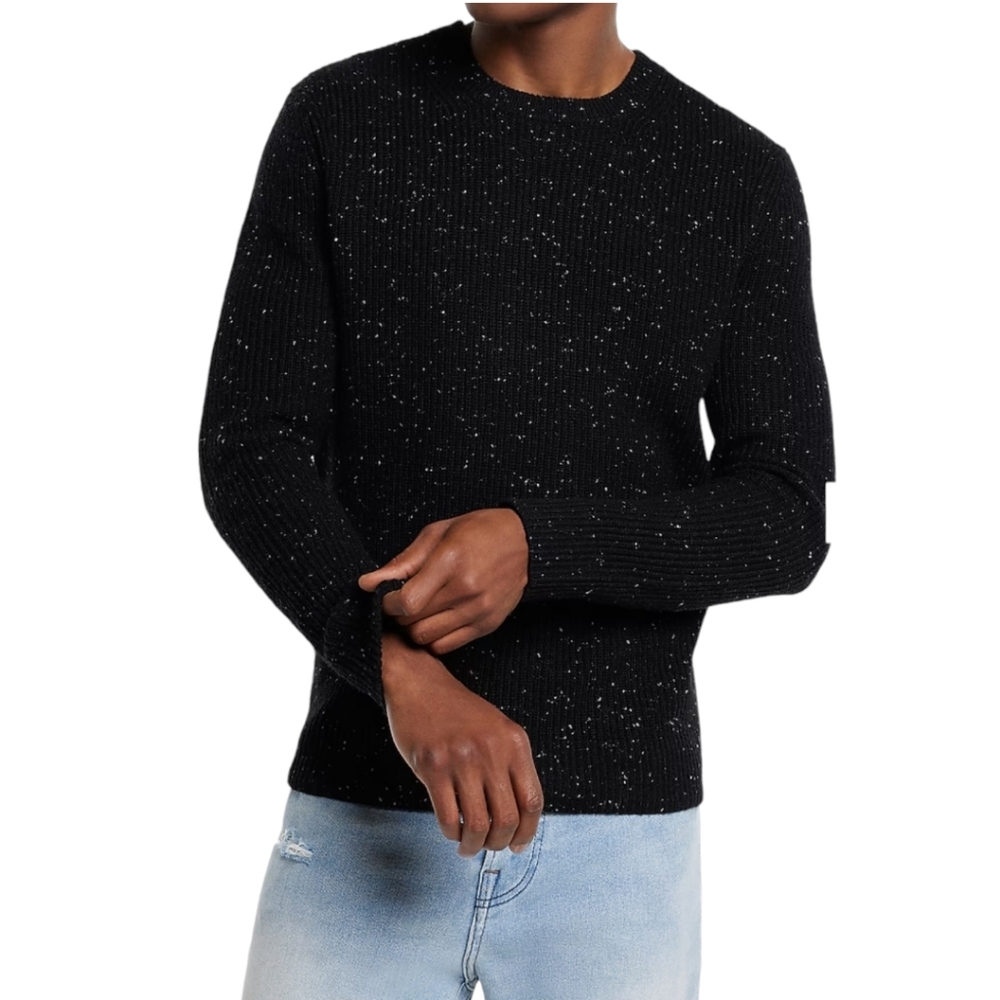 EXPRESS Wool-Blend Crew Neck Sweater Mens Size Small Pitch Black
